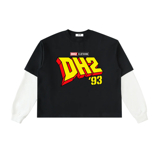 DH2 Mutant Layered Contrast Sleeve Cotton T-Shirt